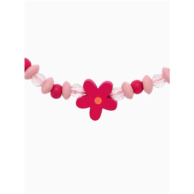 Набор детских украшений Выбражулька «Цветочки», 2 предмета: бусы, браслет d=6 см розовый