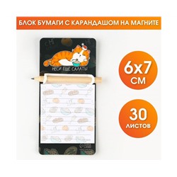 Новый год. Блок для записей с карандашом на магните «Неси еще салаты»