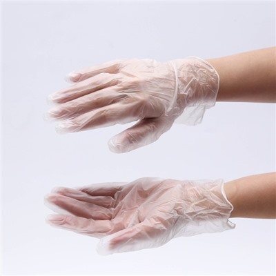 Перчатки Benovy (Saf&ty), виниловые, размер M, 50 пар, прозрачные