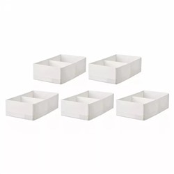 Набор коробок белых с отделениями (5 шт), STUK Box with Compartments White (20 x 34 x 10 cm) Set, произв. IKEA