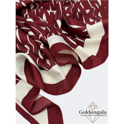 Косынка шелковая с принтом Арт 25183/001 (бордо)