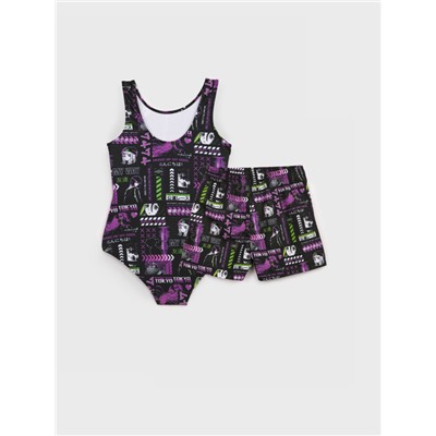 Комплект для девочки: купальник, купальные шорты