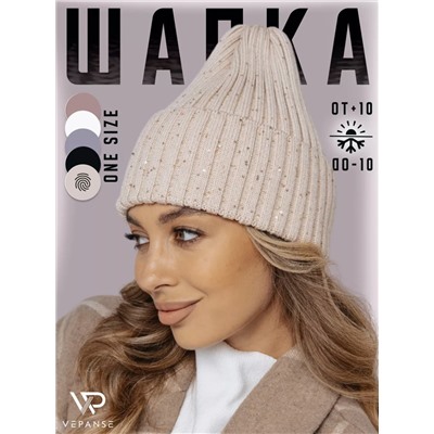 Шапка с пайетками флис (хлопок, шелк)