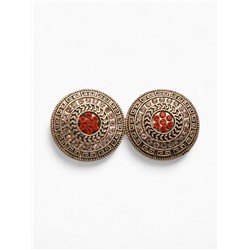 Зажим для кардигана «Круг», в орнаментах, цвет золото в чернёном золоте