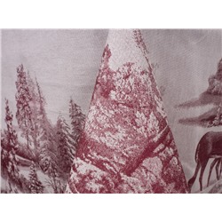 07с-21 ЯК Скатерть 150*250  "Зима в лесу" (олени) цв. бордо
