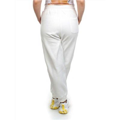 M037 WHITE Брюки спортивные женские на флисе (100% хлопок) 7986