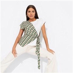 Блуза с имитацией многослойности, Все взгляды - на прекрасное (яркая)