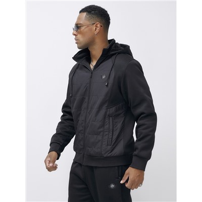 Спортивный костюм мужской зимний с начесом черного цвета 7335_1Ch