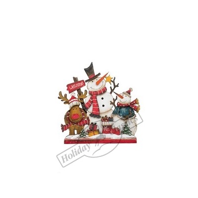 Панно рождественское настольное "Веселая компания" (дерево) 19х4х19,5 см