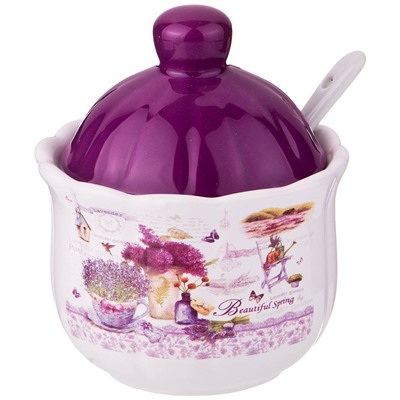 САХАРНИЦА С ЛОЖКОЙ AGNESS "ЛАВАНДОВАЯ ВЕСНА" 10*11,5 СМ 240 МЛ (КОР=36ШТ.)