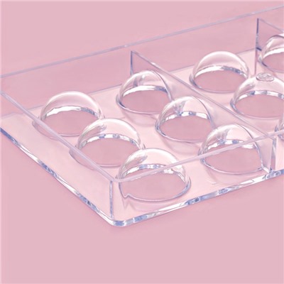 Форма для конфет и шоколада KONFINETTA «Полусфера», 28×14 см, 15 ячеек, прозрачная