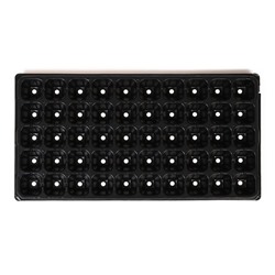 Кассета для рассады, 50 ячеек по 75 мл, пластик, чёрная, 56×29.5×4 см, Greengo