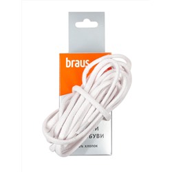 Шнурки BRAUS 90 см толстые с пропиткой БЕЛЫЕ/10