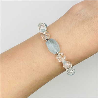 Радуга Самоцветов Браслет из Аквамарина и Горного Хрусталя