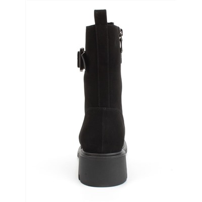 04-M2-590 BLACK Ботинки зимние женские (натуральная замша, натуральный мех)