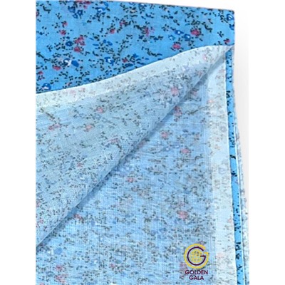 Палантин из хлопка и бамбука премиум Арт 2459/2 васильковый фон