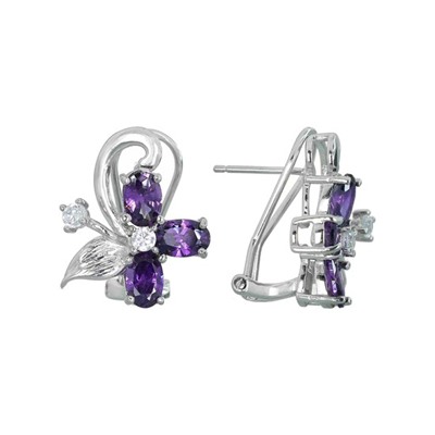 Серьги 'Мира' с лавандовыми фианитами ТШСН.744Ф6