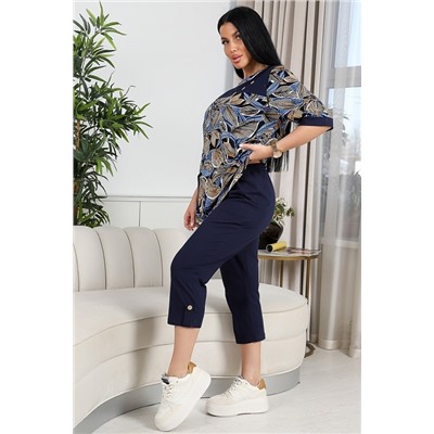 Женский костюм Листья 634 / синий