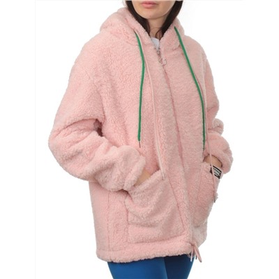 1002 PINK Куртка плюшевая демисезонная (65% хлопок, 35% полиэстер) оверсайз 48-52