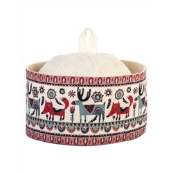 Шапка банная с принтом "Лисы-лоси", фетр белый