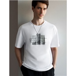 Свободная футболка  с авторским принтом