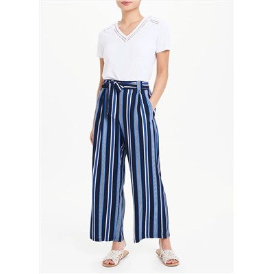 Papaya Petite Stripe Wide Leg Belted Trousers