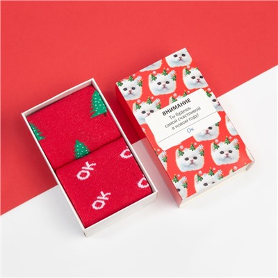 Носки женские новогодние KAFTAN «Внимание» размер 36-40 (23-25 см), набор 2 пары