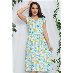 Платье Весенний луг (бирюзовый мультиколор) П13215-3М