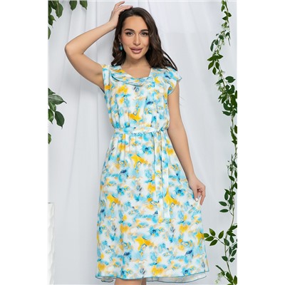 Платье Весенний луг (бирюзовый мультиколор) П13215-3М