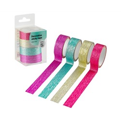 Набор клейких декоративных лент MESHU "Glitter lines", 4шт