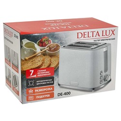 Тостер 900 Вт DELTA LUX DE-400 белый