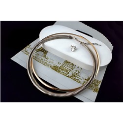 Чокер Золотая дуга + Чокер Жгут цвет серебро + Подарок, в подарочном пакете Набор 3в1