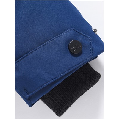 Парка зимняя подростковая для девочки с капюшоном и мехом темно-синего цвета 9536TS