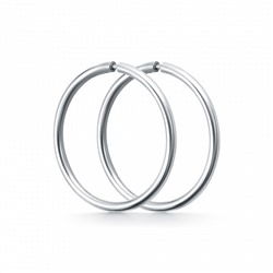 Серьги родированные сеч.круг 1,3 d-15 мм серебро 925*