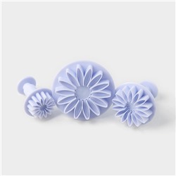 Плунжеры кондитерские Доляна «Герберы», набор 3 шт.: 5.5 см, 4 см, 2.5 см, пластик, белые