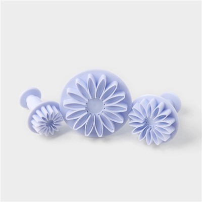 Плунжеры кондитерские Доляна «Герберы», набор 3 шт.: 5.5 см, 4 см, 2.5 см, пластик, белые