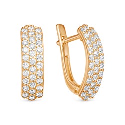 Серьги с фианитом позолоченные серебро 925*