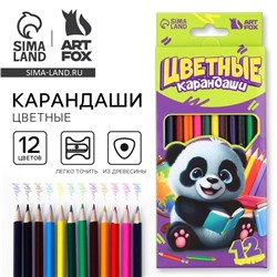 Цветные карандаши, 12 цв трехгранные «Панда»
