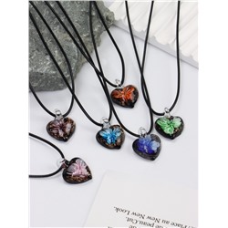 Кулон на шнурке «Муранское стекло», малый, сердечко темное, МИКС, 45 см