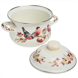 КАСТРЮЛЯ AGNESS ЭМАЛИРОВАННАЯ С ЭМАЛ.КРЫШКОЙ СЕРИЯ "СНЕГИРИ", 1.5 Л, 16*10 СМ