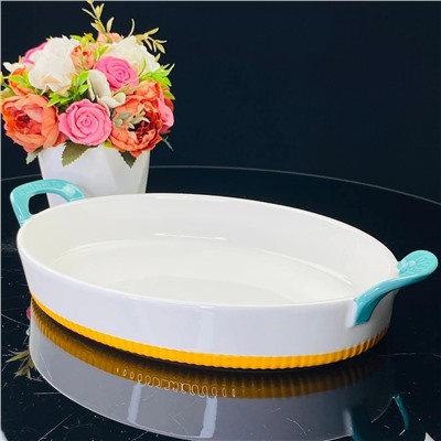 142-072 Овальное блюдо для запекания 34см с ручками в под.уп.(х8)Фарфор