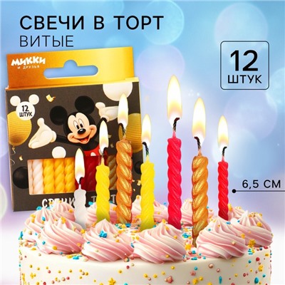 Набор свечей для торта "С Днем Рождения", 12 штук,