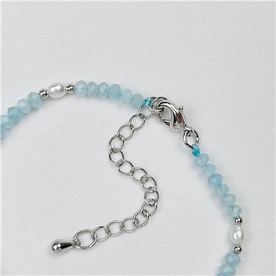 Радуга Самоцветов Браслет из Аквамарина и Жемчуга
