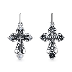 Крест из серебра литье с фианитом частичное чернение