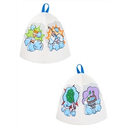 Шапка банная с принтом "Поп-арт", войлок белый синтетический