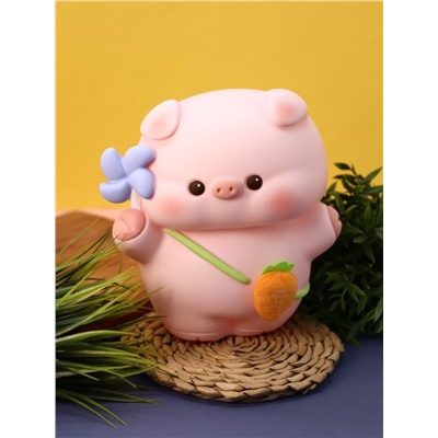 Копилка «Pig carrot bag», pink (24 см), пластик