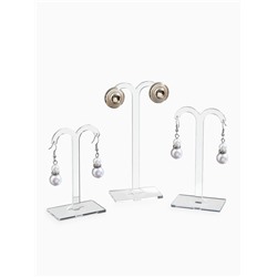 Подставка под серьги QF, полукруг, набор 3 шт., h=8.5, 10, 12 см, прозрачная