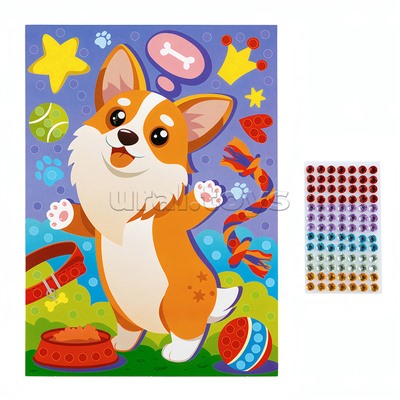Набор для творчества. Рисунок из страз "Корги" (европодвес)