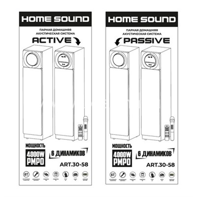 Колонка 10" (30-58 HOME SOUND) динамик 6шт/2х10"; 2х6.5"; 2х3" комплект 2 колонки ELTRONIC (белая)