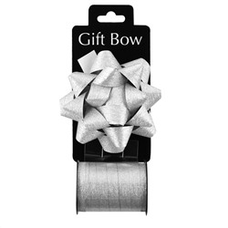 Набор для упаковки 2 предмета (бант 100мм, лента декоративная 10мм 10м) серебро КОКОС 242670/12/Китай